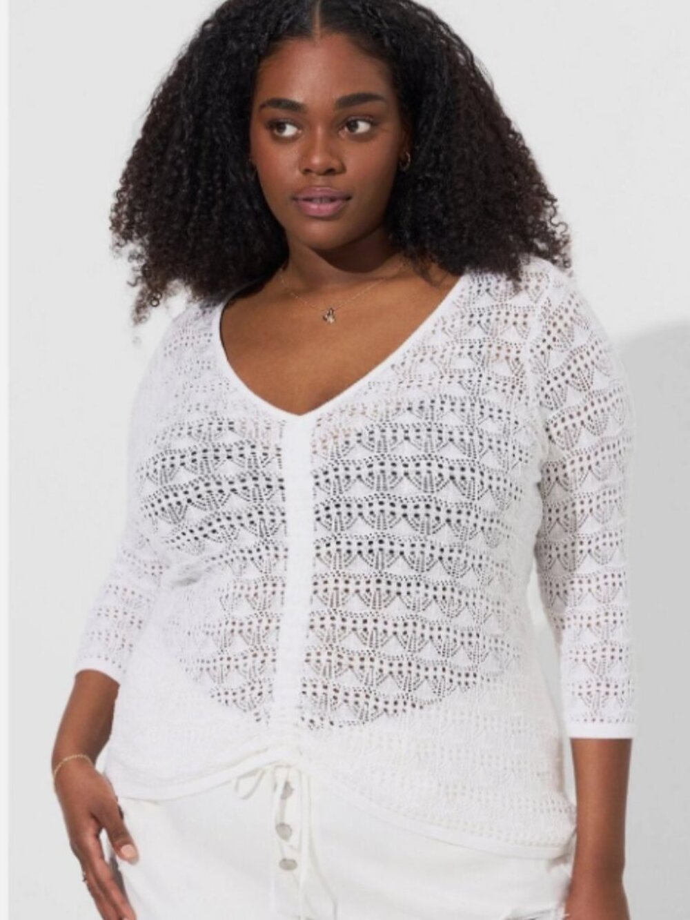 Torrid Open Stitch Pullover V-Neck Cinched Front Sweater Size 6X NWT